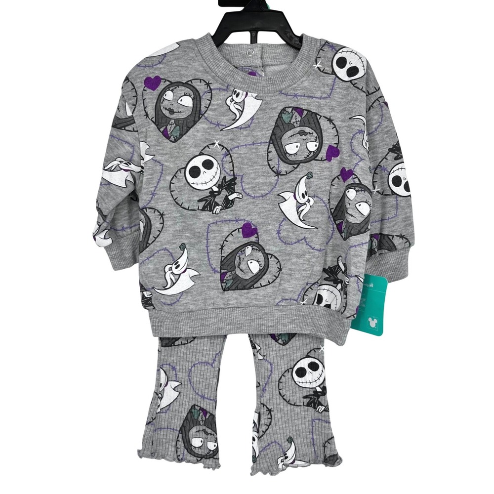 Disney Baby Nightmare Before Christmas Set Girls 6-9M Gray‎ Jack Sally Flare Leg